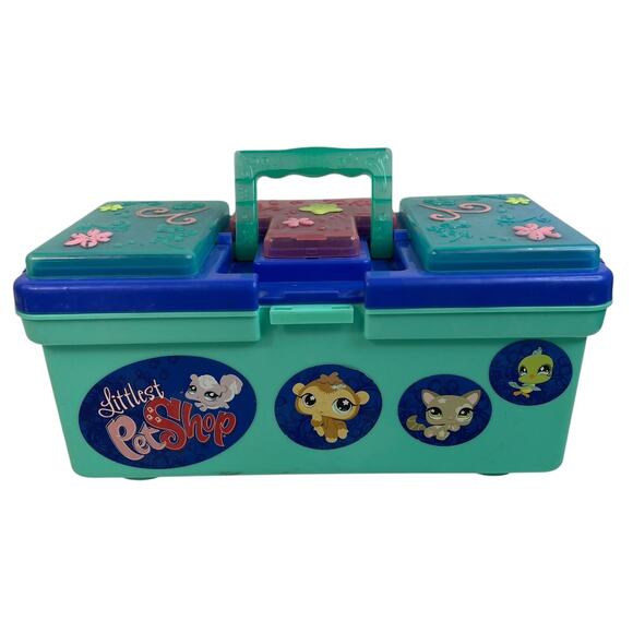 Littlest Pet Shop Storage Case Hasbro 2007 Toy Carry Box Teal Blue LPS Playset - Picture 1 of 11
